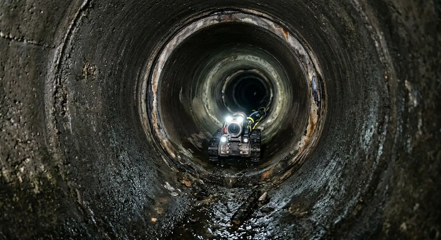 Robotic sewer camera inspecting pipe interior for Sewer Line Repair in Patterson